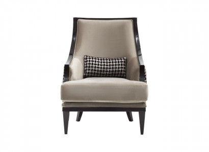 Fauteuil à oreilles fauteuil individuel en tissu gris classique au salon.